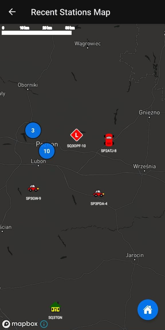 Clustered symbols grouped together on the map