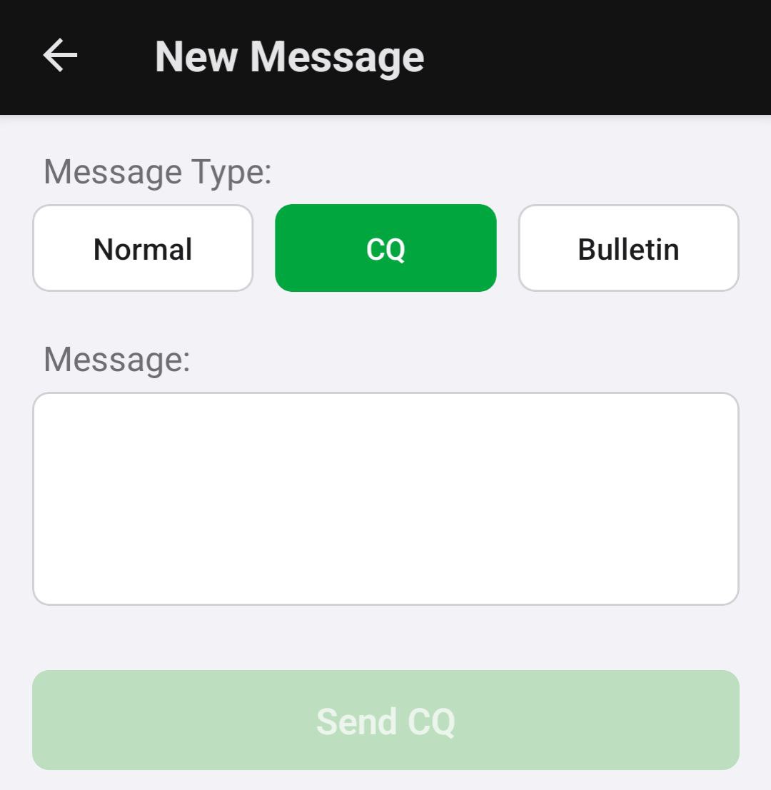 New CQ Message Screen
