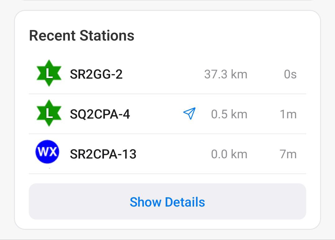 Recent Stations section on Main Screen