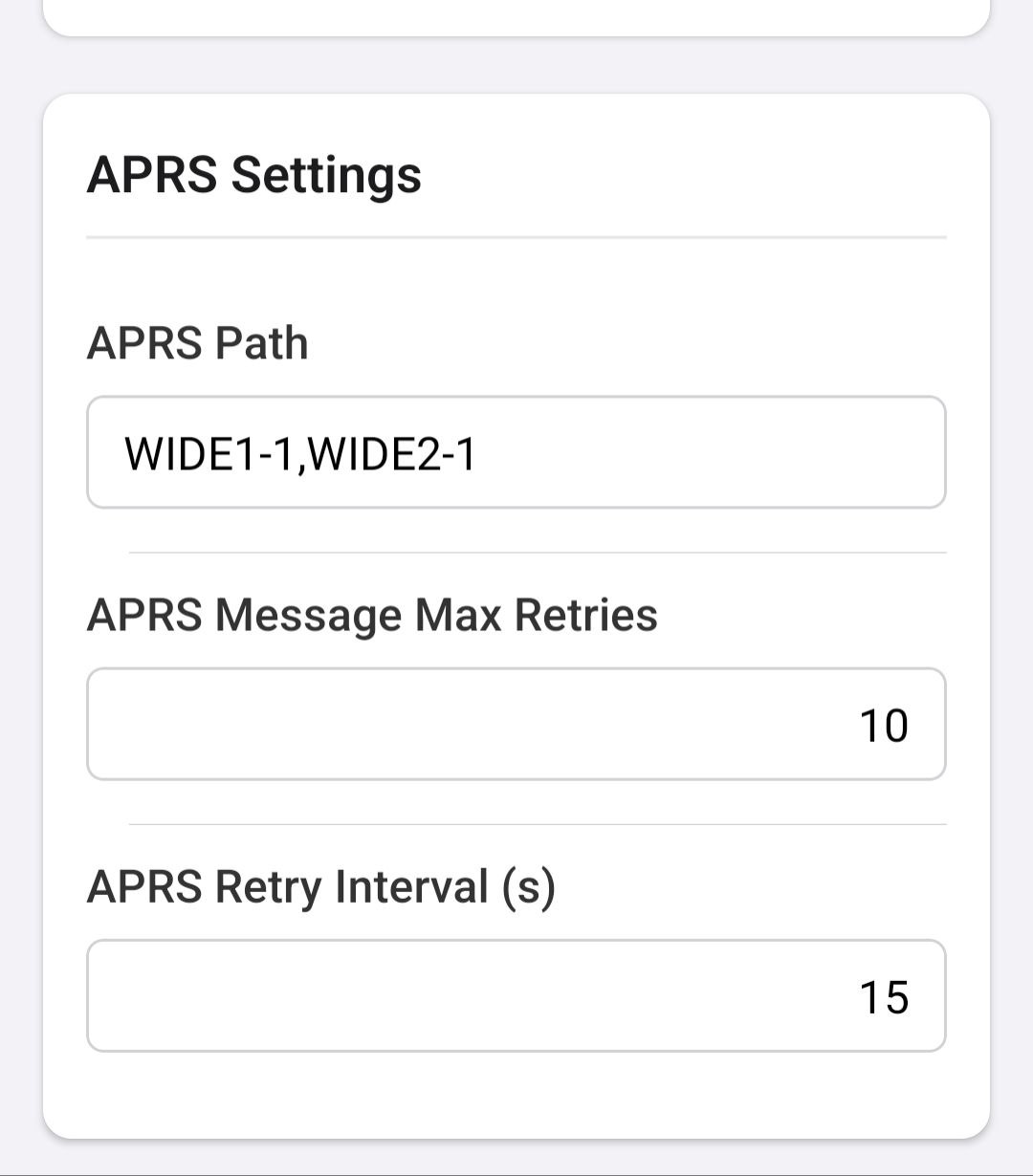 APRS Settings